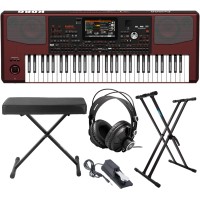 Korg Pa1000 Professional Arranger Keyboard Bundle with Stand, Bench, Pedal, and Headphones