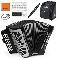 Hohner Compadre Accordion Bundle with Bag, Strap, Mini Harmonica, Polish Cloth & Piano Key Stickers